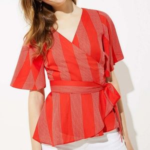 LOFT striped wrap top